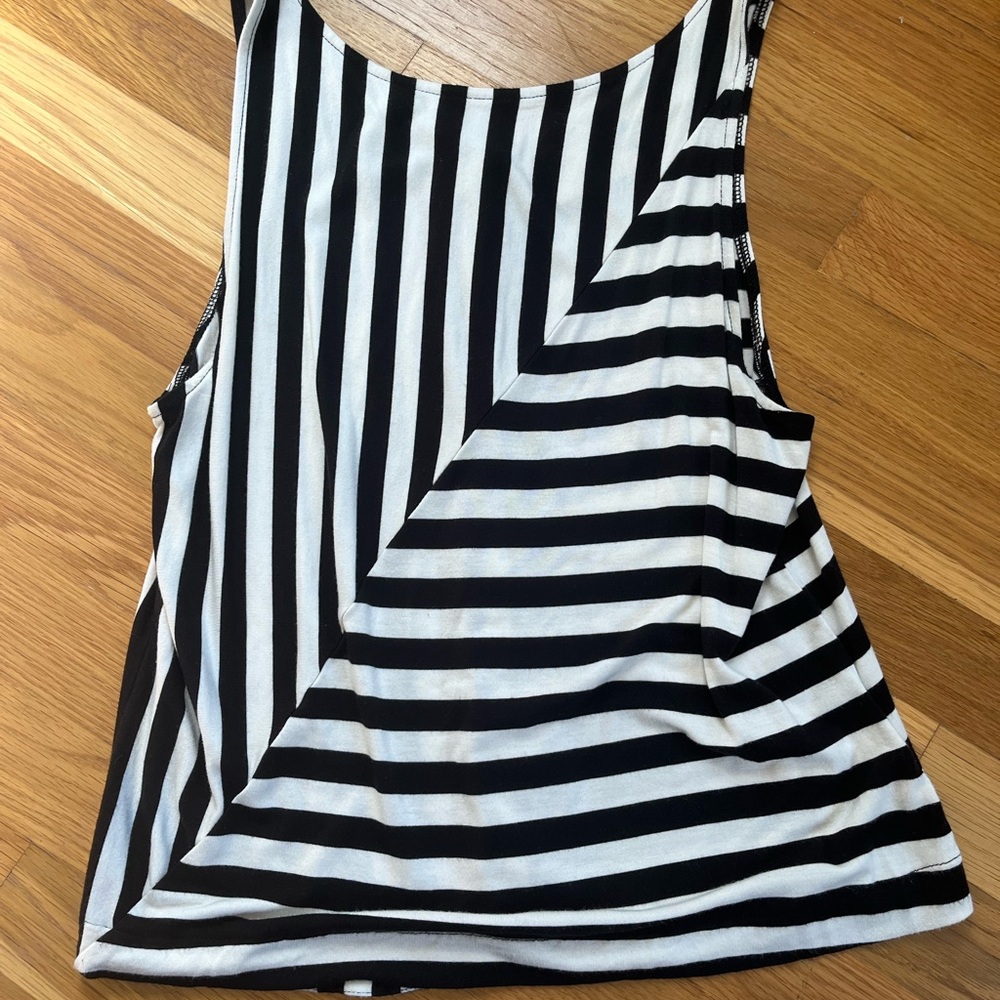 Cooperative Black and White Striped Tank Top